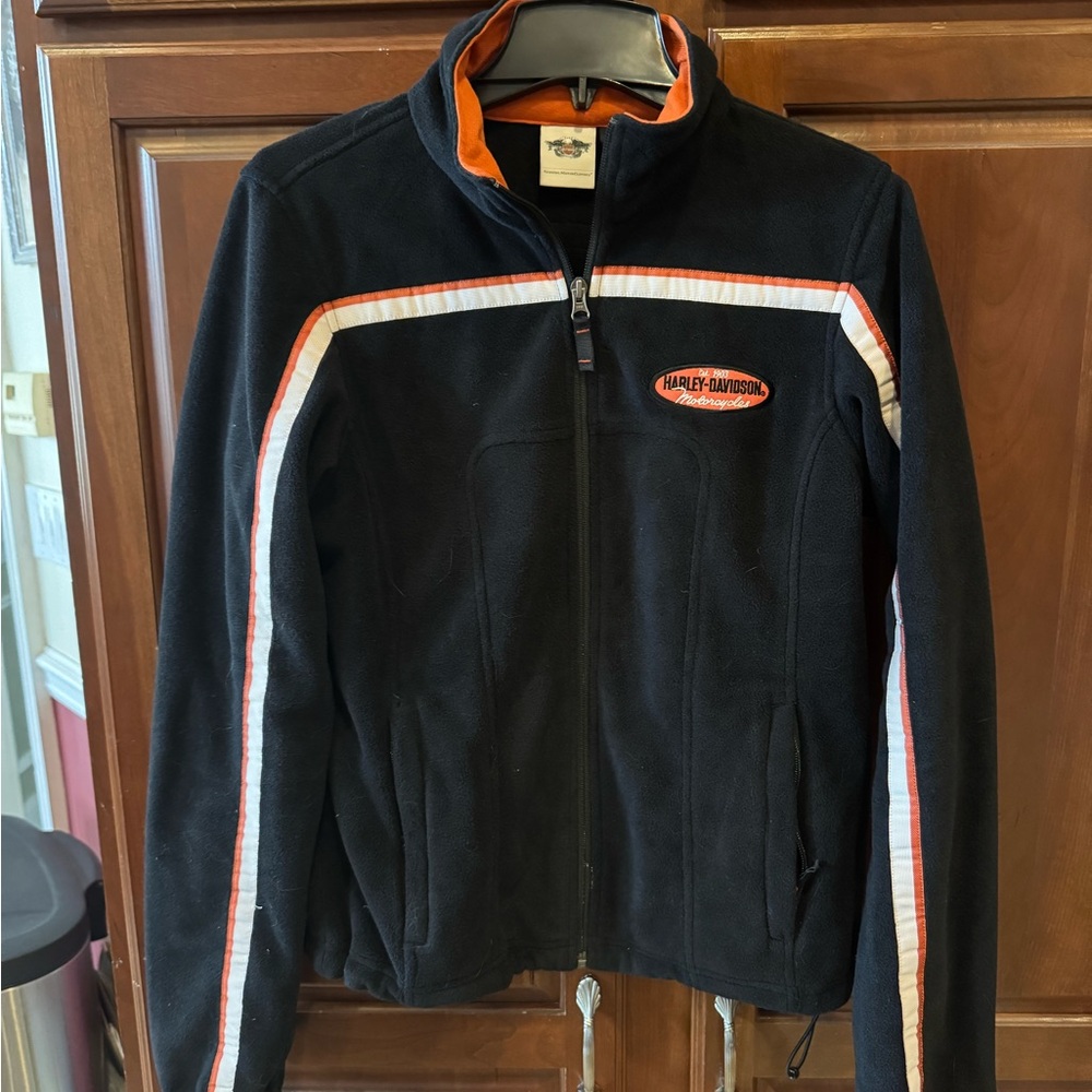 Harley-Davidson Black and Orange Zippered Hoodie